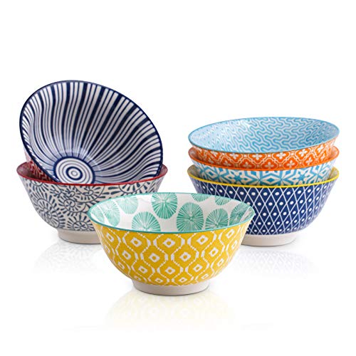 Selamica Porcelain Ice Cream Bowls Set of 6, Small Bowls, Assorted Colors - color: Assorted Colors, size: 5 inches