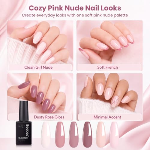 Beetles Nude Pink Gel Polish Set 6 Colors Fall Gel Nail Polish Set - color: A - Creme | Cozy Palette