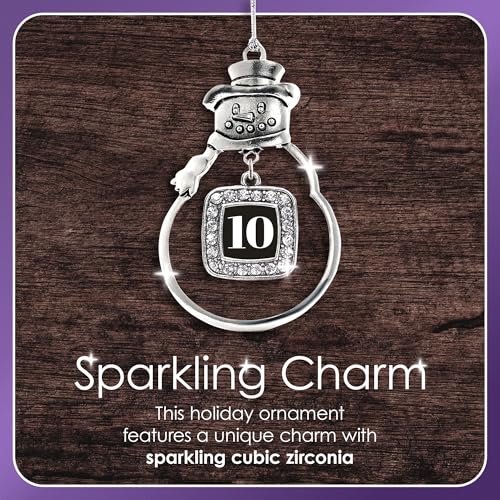 Inspired Silver - Indianapolis - Silver Christmas Ornament - Pave Heart Charm Christmas Tree Ornament with Cubic Zirconia - Snowman Hanging Decoration - style: Indianapolis
