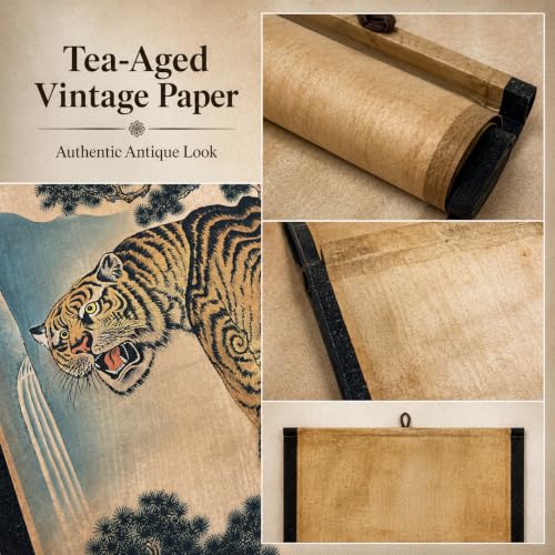 Wall Art Poster Prints Painting Hanging Paper Scroll Decor Tiger Fengshui - color: E4