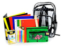 School Supply Boxes | 17" (Black or Clear) Backpack Bundle for (Elementary, Intermediate, or High School) - color: Clear, style: High School