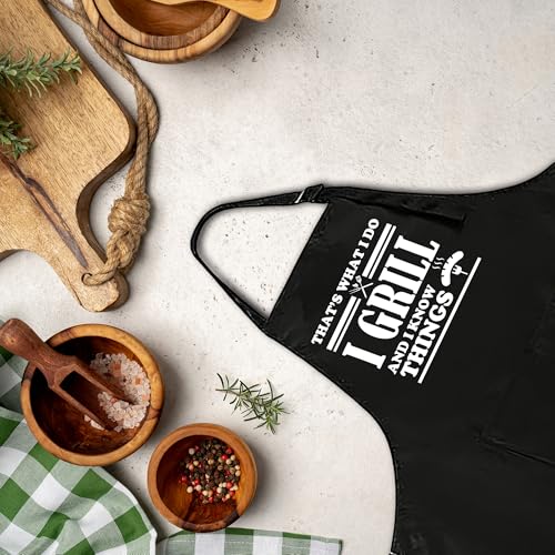 Funny Apron for Men Women,Humorous Kitchen Apron- Grilling Cooking BBQ Accessories, Gift for Dad Husband - color: That's What I Do I Grill