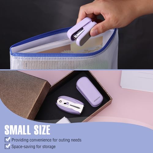 WORKPRO Small Stapler with Staples, Cute Purple Stapler Set, Lock Design - color: Purple