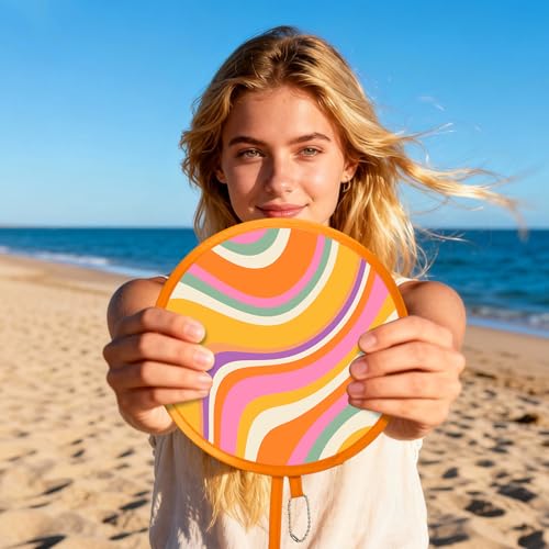 Round Foldable Hand Fans, Style Handheld Fans Cooling Foldable, Round Japanese Folding Fans Handheld for Indoor Outdoor Travel, Events, Festival, Party Decoration (Heat Lines) - color: Heat Lines