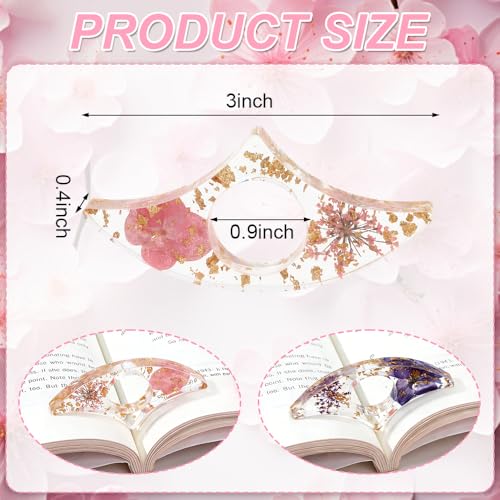 Book Page Holder, Thumb Page Holder for Reading, 2 Pcs Handmade Dried Flower Resin Bookmark, Thumb Ring Pages Holders Books Opener Holders Reading Accessories for Teachers Readers Book Lovers Gifts