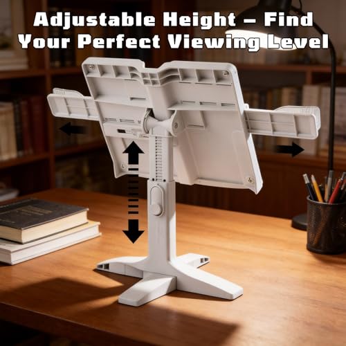 Adjustable Book Stand for Reading with Page Clips,Hands Free Portable Book Holder,with 5 Transparent Sticky Notes and 1 Index Tab, Foldable,Suitable for Cookbooks,Textbooks,Magazines,Laptops,Tablets