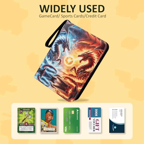 Trading Card Binder Album, 400 Pockets, 50 Removable 4-Pocket Pages, Waterproof (Dragon-A) - color: Dragon-A