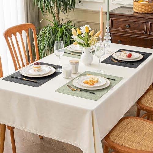 Romanstile Vinyl Placemats Set of 6, Reversible Faux Leather Wipeable Table Mats - color: Grey-grass Green, size: PCS4