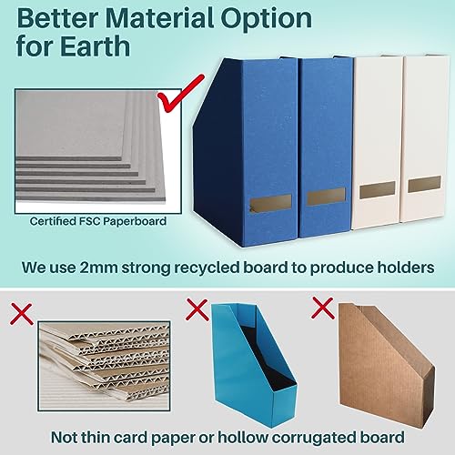 Magazine Holder - File Holder and Desk Organizer, Cardboard Book Organizer and Storage Box for Documents, Magazine Holder Rack for Office, Home and Classroom (Classic Blue, 6-Pack) - color: Classic Blue, 6-Pack