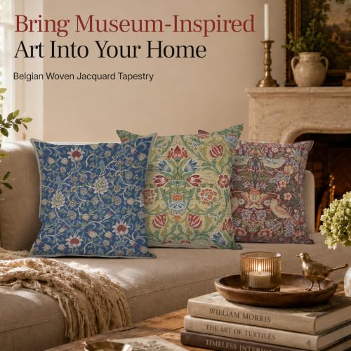 William Morris Single-Stem Tapestry Throw Pillow Cover 16 x 16 in - color: Single-stem