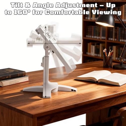 Adjustable Book Stand for Reading with Page Clips,Hands Free Portable Book Holder,with 5 Transparent Sticky Notes and 1 Index Tab, Foldable,Suitable for Cookbooks,Textbooks,Magazines,Laptops,Tablets