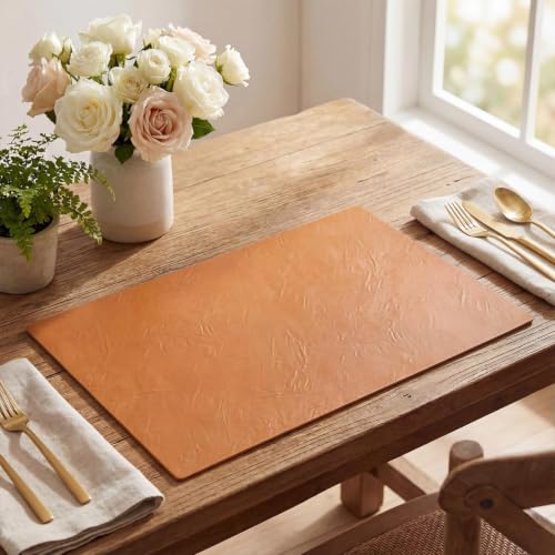 Artoid Mode Rust Faux Leather Placemats Set of 4 - color: Rust, size: 12" x 18", Rectangular Set of 4
