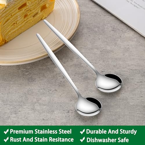 5.1 Inches Stainless Steel Coffee & Tea Spoon,6-Piece Cute Mini Spoons For Dessert,Small Espresso Spoons For Dessert,Cute Tiny Spoon - color: Silver