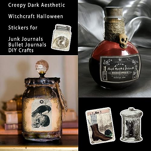 Prstincol 106 Pcs Potion Labels Stickers, Apothecary Sticker Dark Aesthetic Wine Bottle Sticker for Scrapbooking, Wicca Stickers for Junk Journal Bullet Journals DIY Crafts - style: Apothecary Potion Label 100 Pcs
