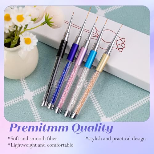 Nail Art Brushes, Nail Design Brushes with Liner Brush and Nail Art Pen - color: 5PCS Nail Design Brushes