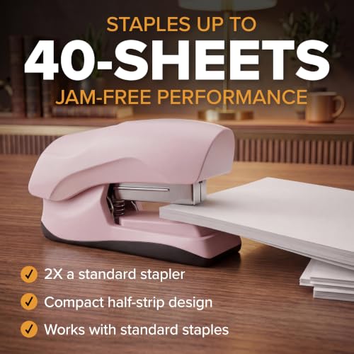 Bostitch Heavy Duty Stapler, 40 Sheet Capacity, No Jam, Pink - color: Pink, size: Pack of 1