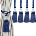 4 Pack Curtain Tiebacks with Tassel, Navy - color: Navy, size: 4