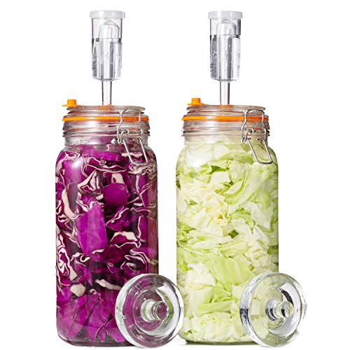 JILLMO 2L Wide Mouth Fermentation Jar with Airlock & Weight, 2 Pack - size: 2 Liter