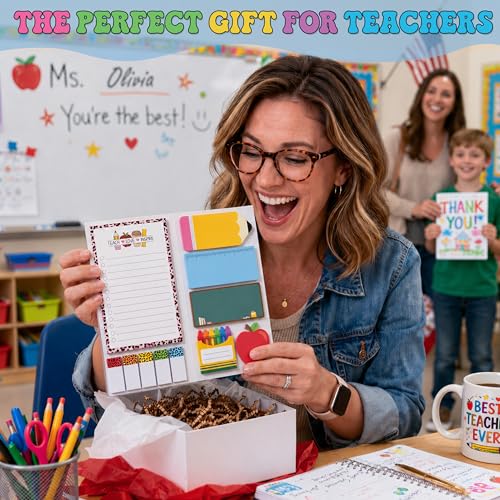 BEAWART Teacher Sticky Notes Set, Leopard Classroom Appreciation Gift - color: Leopard Teacher Sticky Notes