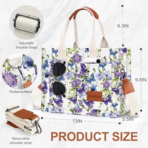LHMTQVK Canvas Tote Bag for Women, Work & Bible Study Handbag - color: Butterfly