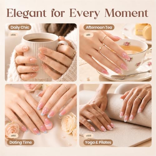 Beetles Jelly Gel Nail Polish Set, 8 Colors Nude Pink Gel Polish - color: A - Sheer | Classic Nude