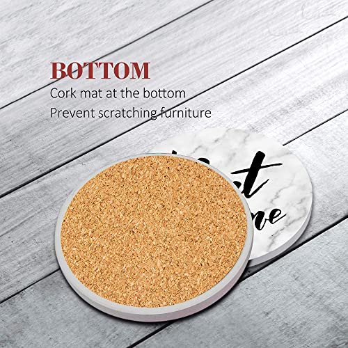 Britimes Coasters for Drinks, Set of 6, Ceramic Stone, Marble White - color: Retro 6