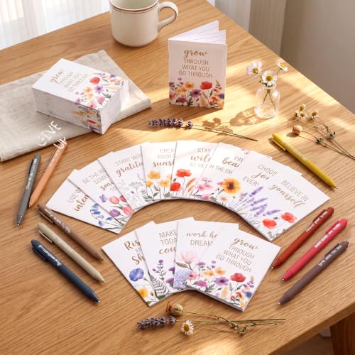 Yeaqee 72 Pcs Motivational Pen Notepad Gifts Bulk Set, Floral - style: Floral Inspiration