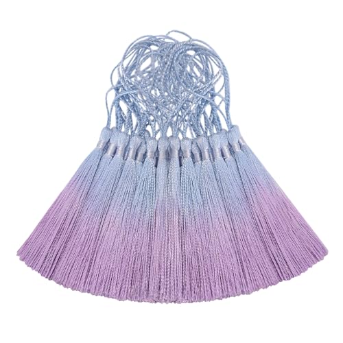 50Pcs 5 Inch Bulk Bookmark Tassel Kit for Graduation, Keychain(Blue Purple) - color: Blue&purple
