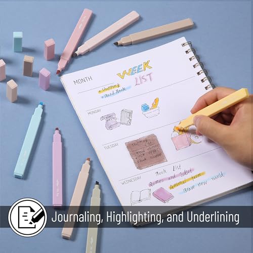 Mr. Pen- Aesthetic Highlighters No Bleed, 8 Pack, Assorted Colors | Chisel Tip, Cute Highlighters Assorted Colors for Journaling, Highlighting, Underlining, Fast Dry, Back to School Supplies - color: Neutral Colors, size: 8 Pack