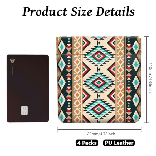 Peacoblue Bohemian and Aztec Coin Purse,PU Leather Squeeze Pouch 4PCS - style: Bohemian and Aztec