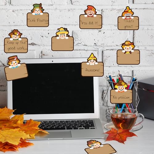 CJiangpo 30Pcs Fall Sticky Notes - Cute Scarecrow Sticky Note Pads, 600 Sheets Self Stick Notepad Memo Pads Funny Page Marker - color: Scarecrow