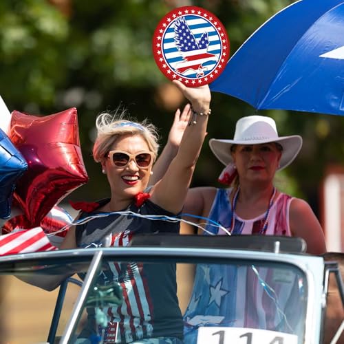 Gejoy 24 Pcs 4th of July Patriotic Folding Hand Fan Flying Disc 8 Style - color: Patriotic