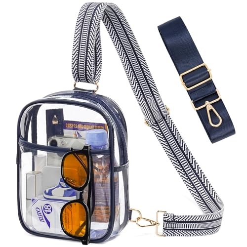 Clear Bag for Stadium Events, Clear Crossbody Sling Purse, 2 Straps - color: 1# dark blue, style: Style 1