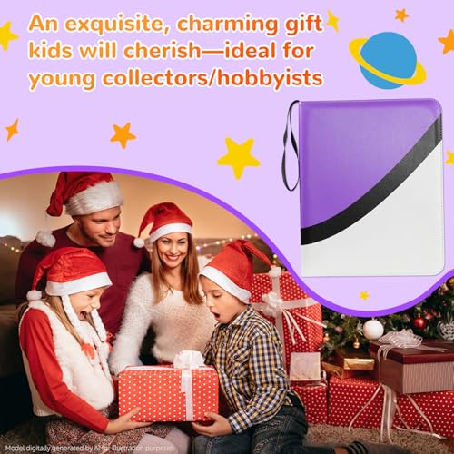 Premium Trading Card Binder, 4 Pocket Trading Card Binder for Pokemon TCG - color: Purple, size: Large
