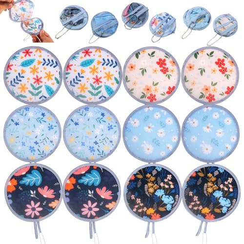 12Pcs Floral Round Foldable Hand Fan Japanese Foldable Fan Style Handheld Compact Cooling Fans,Round Folding Fan for Outdoor Games,Xmas Decoration,Festival,Party Favors,Travel,Events - color: 12Pcs Flower