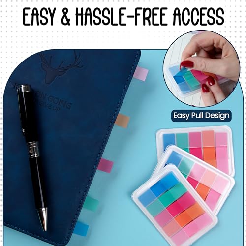 Essex Wares - 300 Pieces, 5 Bold Colors, Transparent Sticky Notes Tabs - color: Bold Colors