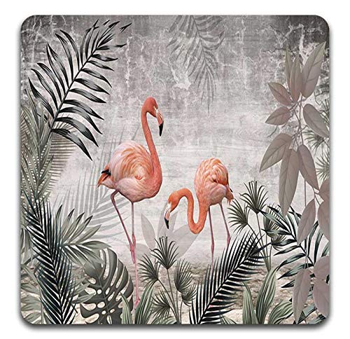 Beautiful Flamingo Square Coaster Set - Made of Recycled Rubber - Set of 4 - color: Beautiful Flamingo