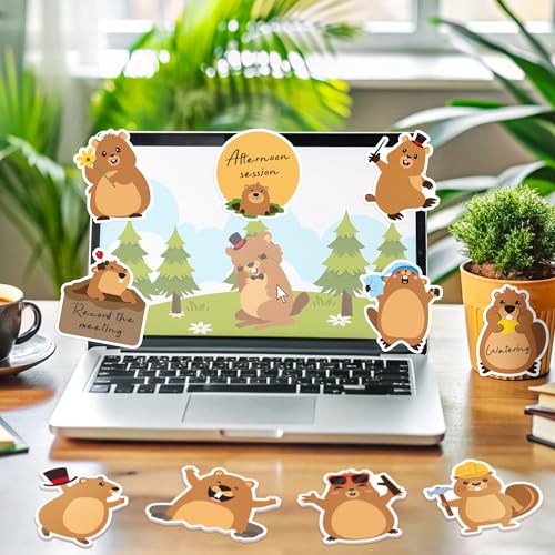 CJiangpo 30Pcs Groundhog Sticky Notes Pads, 600 Sheets Cute Cartoon Self Stick Notepad Memo Pads Funny Page Markers Classroom Rewards for Groundhog Day Party Favors Fillers Gifts - color: Groundhog