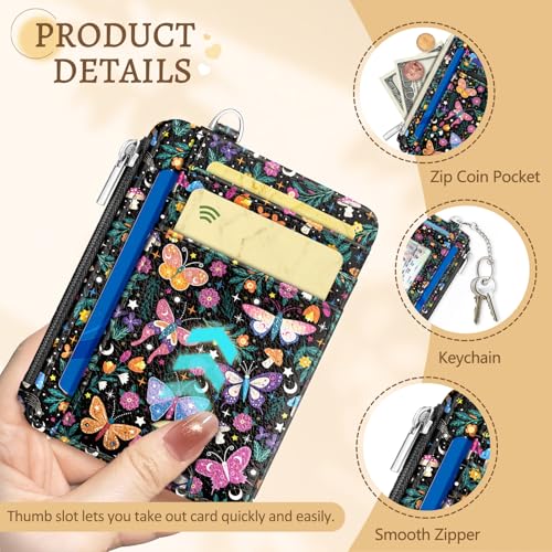 Kelvoris Credit Card Holder Small Wallet Women, Slim RFID, Butterflies - color: Butterfly