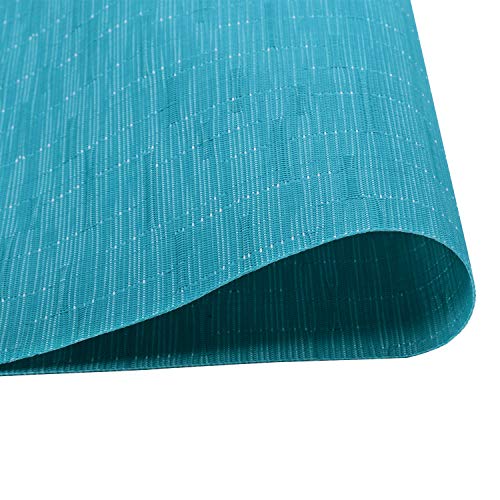 SHACOS Indoor Outdoor Placemats Set of 8 Woven Vinyl Place Mats for Dining Table Wipeable Heat Resistant Washable Kitchen Patio Table Mats (8, Teal Blue) - color: Teal Blue, size: Set of 8