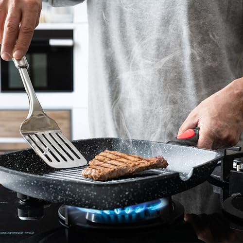 Moss & Stone Grill Pan for Indoor Cooking 11Inch Nonstick Square Grill Pan - style: Square Grill Pan RV-Friendly Design