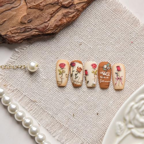 Nail Stickers 5D Embossed Self-Adhesive Nail Art - color: Amber Whisper