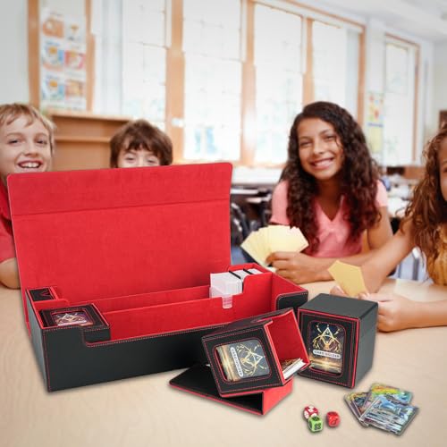 Card Deck Box for MTG Commander, Large 6 in 1 Card Display Deck Case - color: Black & Red, size: 6 Boxes Set