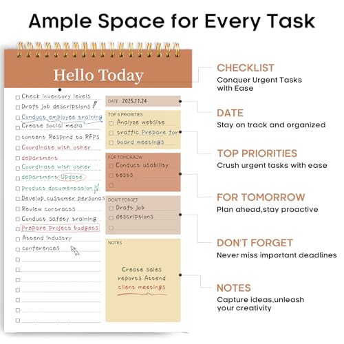 Taja To Do List Notepad, Undated Daily Planner for Work and Goal Setting - color: z-Brown, size: 1 Pack