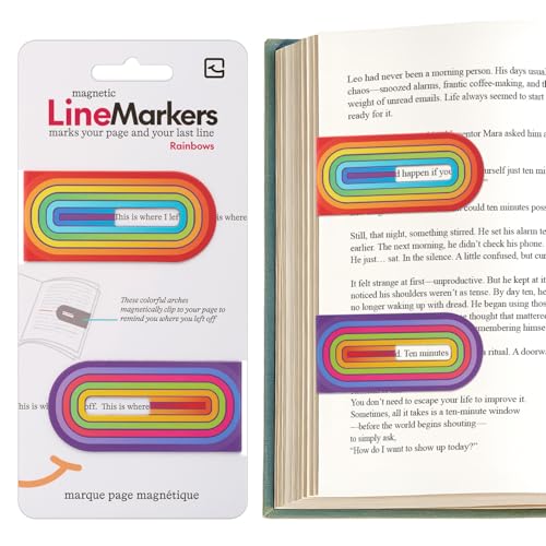 Thinking Gifts Magnetic Linemarker Bookmark for Easy Tracking - Rainbows - color: Rainbows
