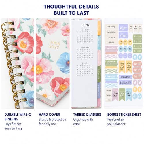 WORLD TRAVELER Academic Planner School Organizer Jul 2026-Dec 2027, 7"x9" - color: Multi Blooms