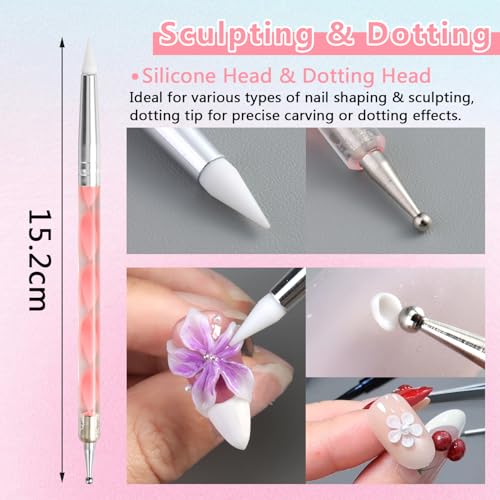 3 Pcs Nail Art Sculpture Pens Dual Tipped Nail Tools