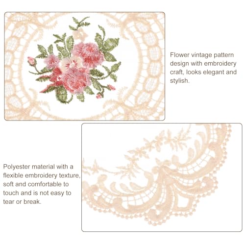 uxcell 2Pack Retro Lace Placemat 12x12-in Square Embroidered Table Place Mats French Crochet Doilies Coasters Cup Mat for Home Wedding, Apricot - color: Apricot