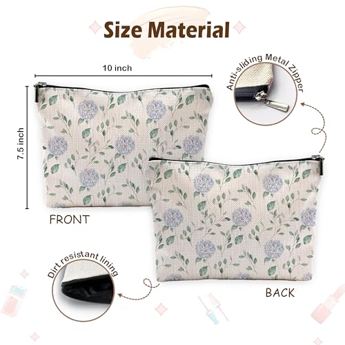 Blue Hydrangea Floral Makeup Bag, Aesthetic Preppy Flower Cosmetic Bags Toiletry Bag for Women, Hydrangea Gifts Makeup Pouch - color: Flower - hydrangea blue