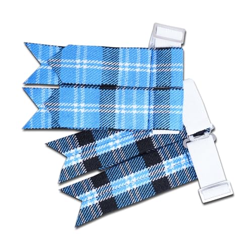 Kilt Flashes for Men with Heavy Buckle Adjusters, Plain & Tartan Kilt Sock Flashes. - color: Clark